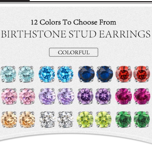 New!! 925 Sterling Silver Lucky Birthstone - Zirconia stud Earrings - August - Picture 3 of 3